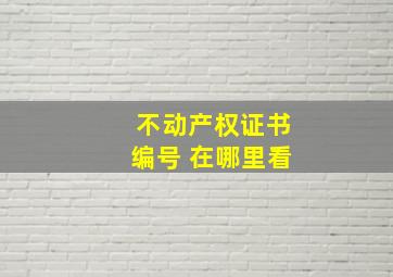 不动产权证书编号 在哪里看